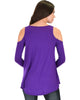 In Good Company Cold Shoulder Purple Long Sleeve Top - Back Image