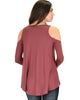 In Good Company Cold Shoulder Marsala Long Sleeve Top - Back Image