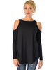 In Good Company Ribbed Cold Shoulder Black Long Sleeve Top - Main Image