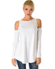 In Good Company Ribbed Cold Shoulder Ivory Long Sleeve Top - Main Image