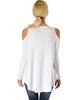 In Good Company Ribbed Cold Shoulder Ivory Long Sleeve Top - Back Image