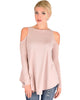 In Good Company Ribbed Cold Shoulder Mauve Long Sleeve Top - Main Image