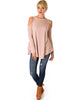 In Good Company Ribbed Cold Shoulder Mauve Long Sleeve Top - Full Image