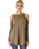 In Good Company Ribbed Cold Shoulder Olive Long Sleeve Top - Main Image