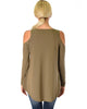 In Good Company Ribbed Cold Shoulder Olive Long Sleeve Top - Back Image