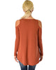 In Good Company Ribbed Cold Shoulder Rust Long Sleeve Top - Back Image