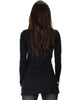 Swap My Options Long Sleeve Slit Black Tunic Top - Back Image