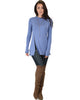 Swap My Options Long Sleeve Slit Blue Tunic Top - Full Image