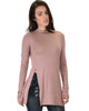 Swap My Options Long Sleeve Slit Mauve Tunic Top - Main Image