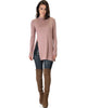 Swap My Options Long Sleeve Slit Mauve Tunic Top - Full Image