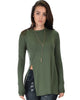 Swap My Options Long Sleeve Slit Olive Tunic Top - Main Image