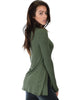 Swap My Options Long Sleeve Slit Olive Tunic Top - Side Image