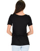 The New Classic Cuffed Sleeve Black Slub Tunic Top - Back Image