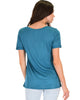 The New Classic Cuffed Sleeve Teal Slub Tunic Top - Back Image