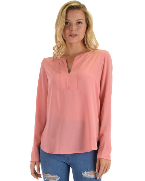 Lyss Loo Kimberly Blush Woven Long Sleeve Blouse