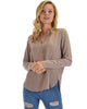 Lyss Loo Kimberly Taupe Woven Long Sleeve Blouse - Lyss Loo