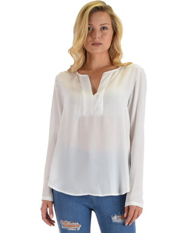 Lyss Loo Kimberly White Woven Long Sleeve Blouse