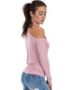 Shy Sweetheart Long Sleeve Mauve Cold Shoulder Top - Side Image