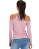 Shy Sweetheart Long Sleeve Mauve Cold Shoulder Top - Back Image