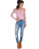 Shy Sweetheart Long Sleeve Mauve Cold Shoulder Top - Full Image