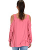 Lyss Loo Little Wonder Cold Shoulder Draped Pink Top - Back Image