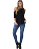 In Good Company Cold Shoulder Black 3/4 Sleeve Top - Full Image