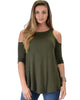 In Good Company Cold Shoulder Olive 3/4 Sleeve Top - Main Image