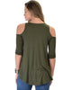 In Good Company Cold Shoulder Olive 3/4 Sleeve Top - Back Image