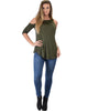 In Good Company Cold Shoulder Olive 3/4 Sleeve Top - Full Image