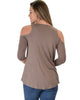 In Good Company Cold Shoulder Taupe 3/4 Sleeve Top - Back Image