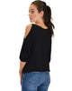 I Feel Good Cold Shoulder Black Cinched Top - Back Image