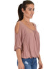 I Feel Good Cold Shoulder Mauve Cinched Top - Side Image