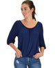 I Feel Good Cold Shoulder Navy Cinched Top - Main Image