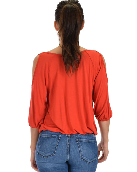 I Feel Good Cold Shoulder Rust Cinched Top – Lyss Loo