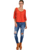 I Feel Good Cold Shoulder Rust Cinched Top - Full Image