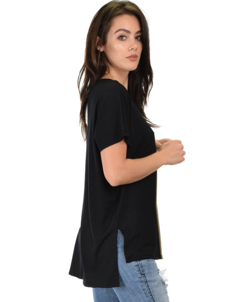 Ever Amazed Front Cross Straps Black Tunic Top