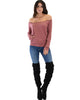 Dreamy Dancer Wide Neck Marsala Sweatshirt Top - Lyss Loo