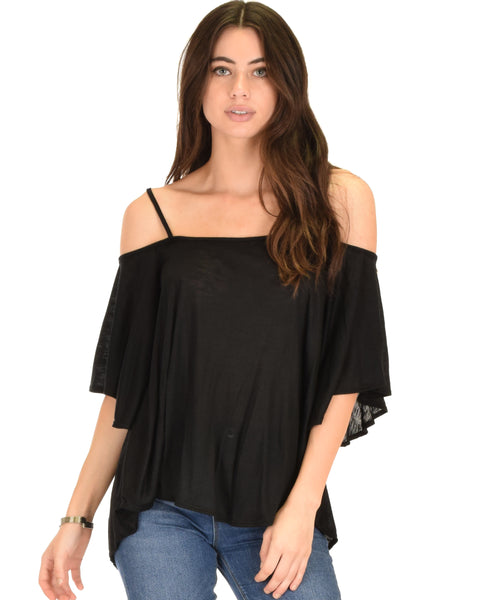 Sway Me Off The Shoulder Black Strappy Top