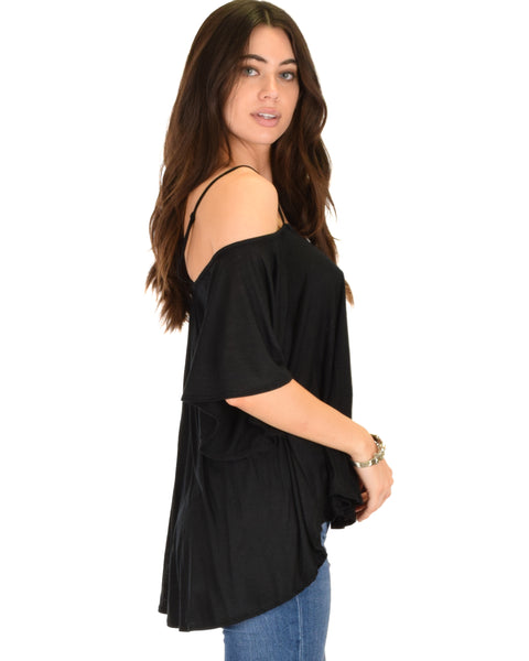 Sway Me Off The Shoulder Black Strappy Top