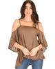 Sway Me Off The Shoulder Brown Strappy Top - Main Image