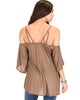 Sway Me Off The Shoulder Brown Strappy Top - Back Image