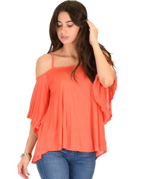 Sway Me Off The Shoulder Coral Strappy Top