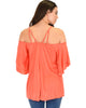 Sway Me Off The Shoulder Coral Strappy Top - Back Image