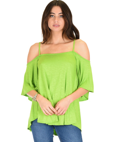 Sway Me Off The Shoulder Green Strappy Top