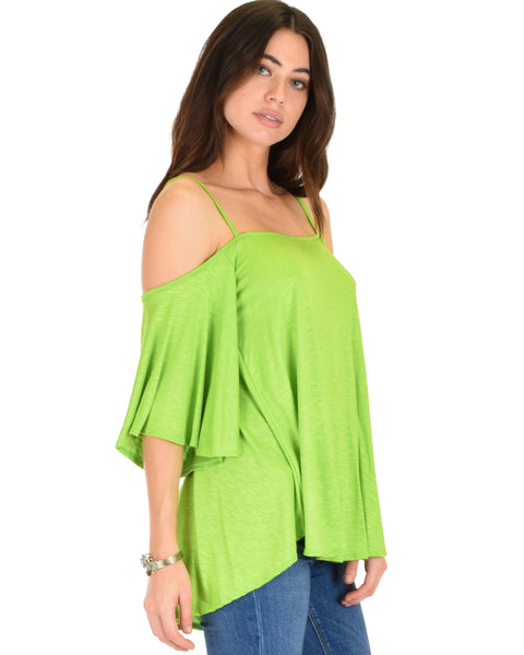 Sway Me Off The Shoulder Green Strappy Top