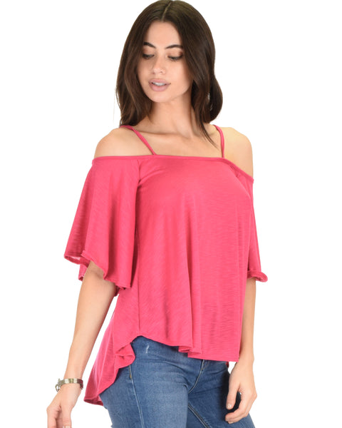 Sway Me Off The Shoulder Fuschia Strappy Top