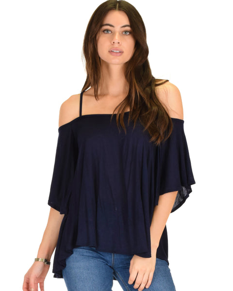 Sway Me Off The Shoulder Navy Strappy Top