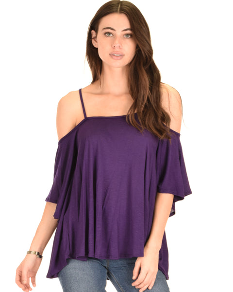 Sway Me Off The Shoulder Purple Strappy Top