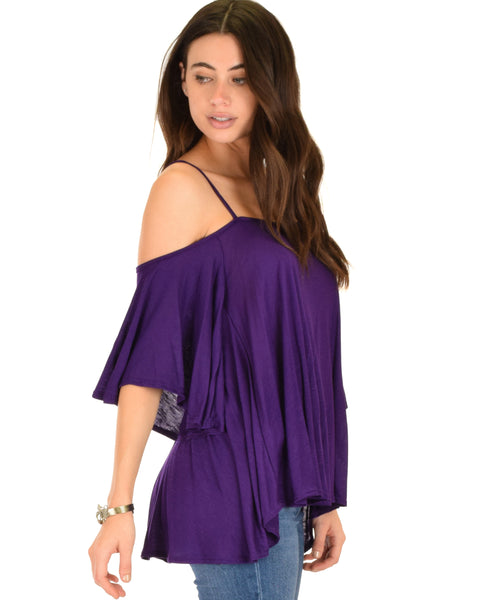 Sway Me Off The Shoulder Purple Strappy Top