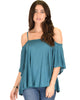 Sway Me Off The Shoulder Teal Strappy Top - Main Image